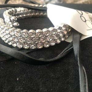 🌞 Aldo NWT Sparkly Kedawan Rhinestone & Black bling statement Ribbon Chocker OS